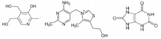Pyridoxine Thaimine & Uric Acid Structures